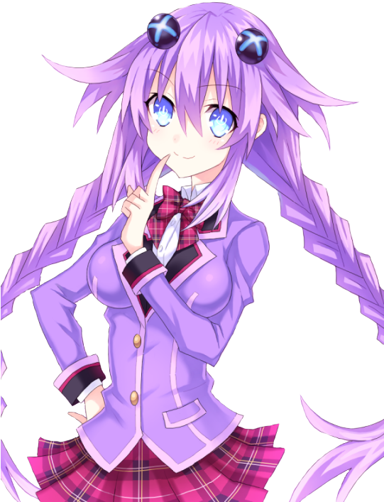Purple Heart School - Anime School Girl With Purple Hair (540x720)