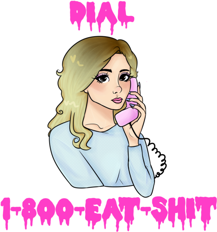 Dial 1 800 Eat Shit By Coffee Cat Art - Cartoon (894x894)