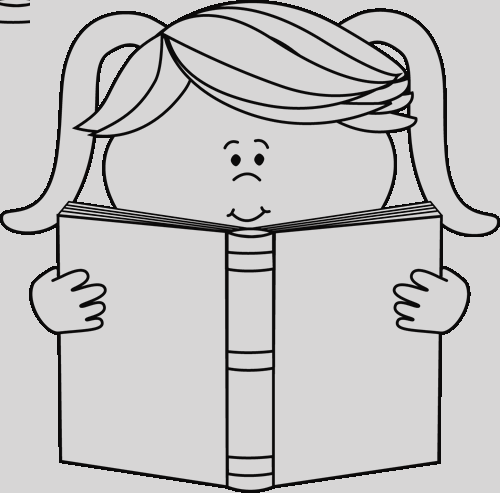 Reading Clip Art Clipart Girl And Teacher Reading Book - Black And White Superhero Clipart (500x493)