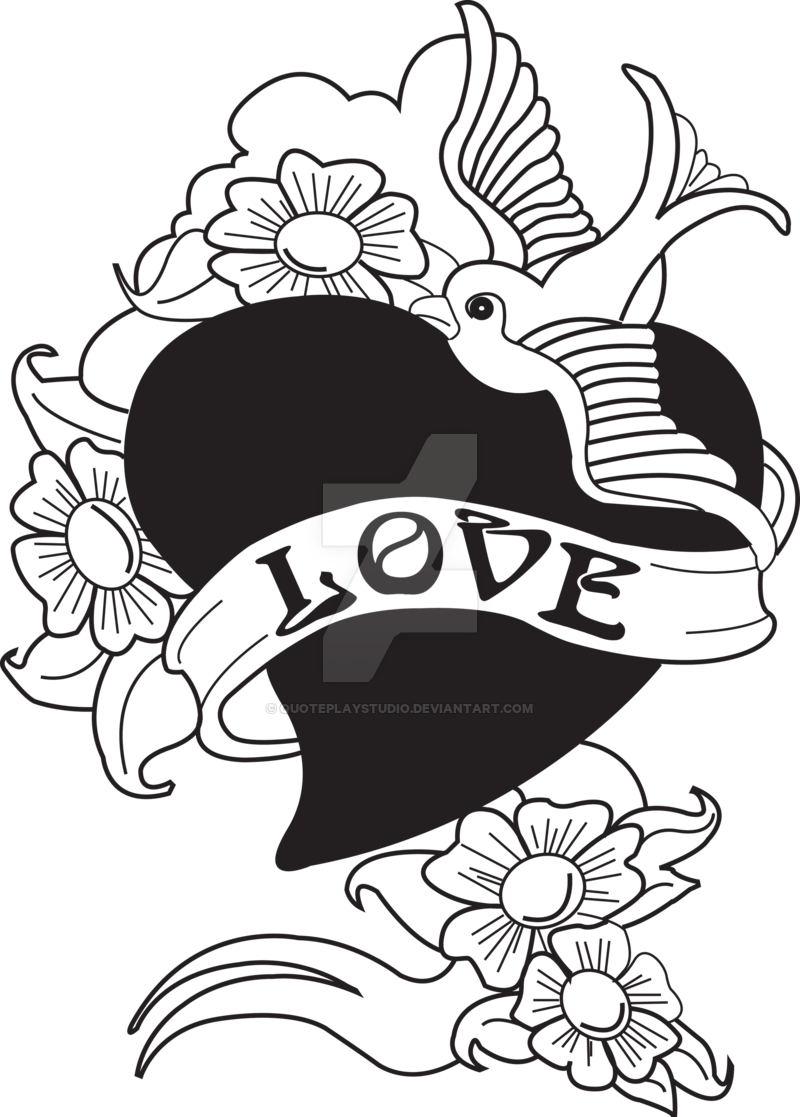 Quoteplaystudio Old School Tattoo Bird Swallow With - Old School Tattoo Png (800x1117)