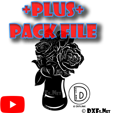 Roses With Vase Design For Cnc Cutting - Autocad Dxf (400x400)