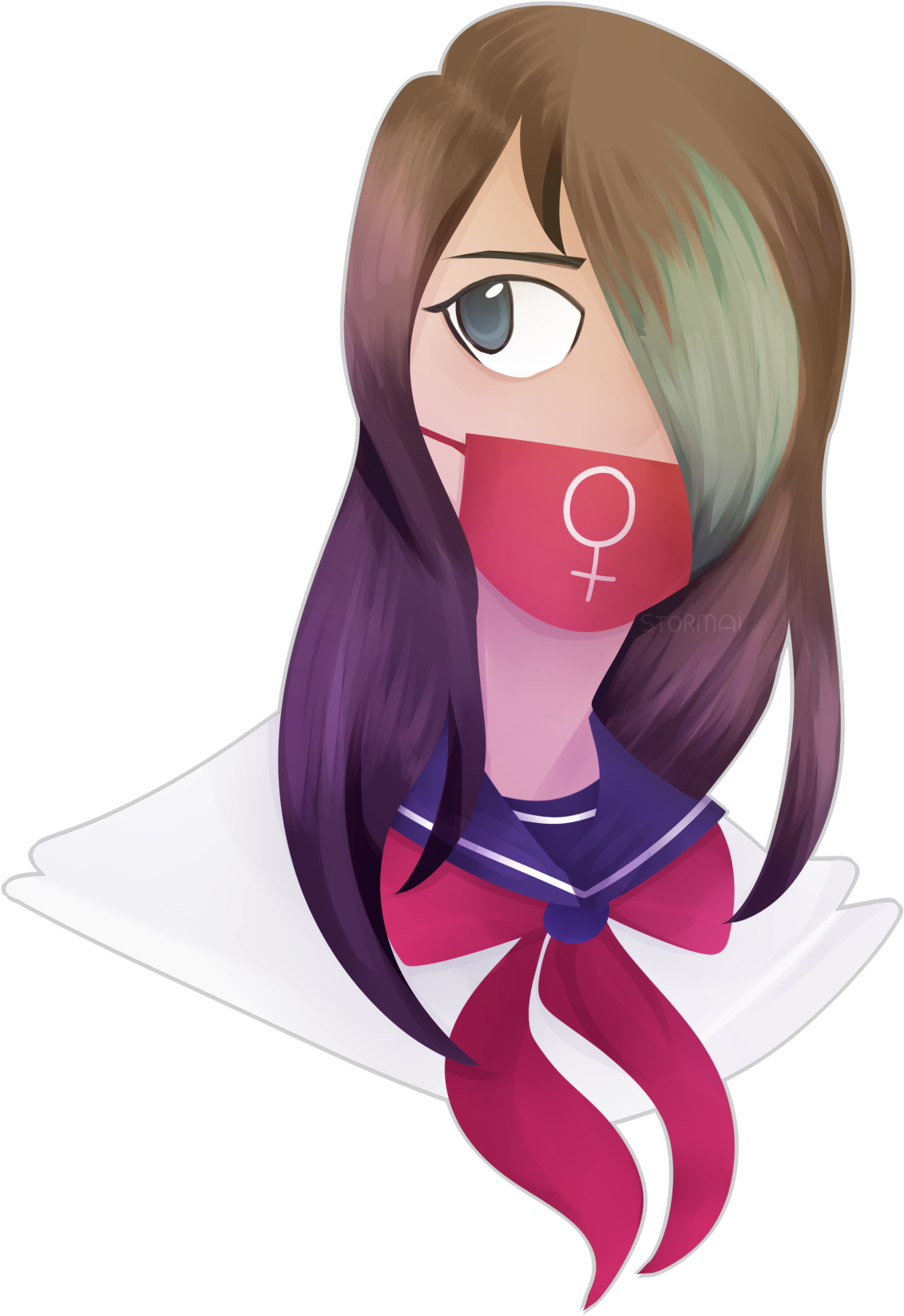 Lineless Practice With Blue Streak From Yandere Simulator - Cartoon (1280x1696)