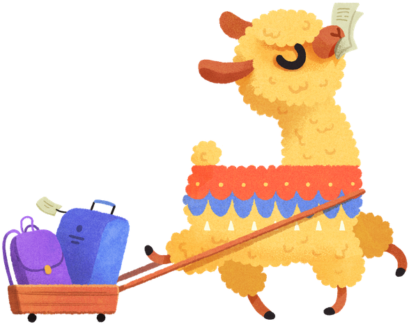 Illustration Of An Alpaca Leaving For A Trip - Alpaca (640x640)