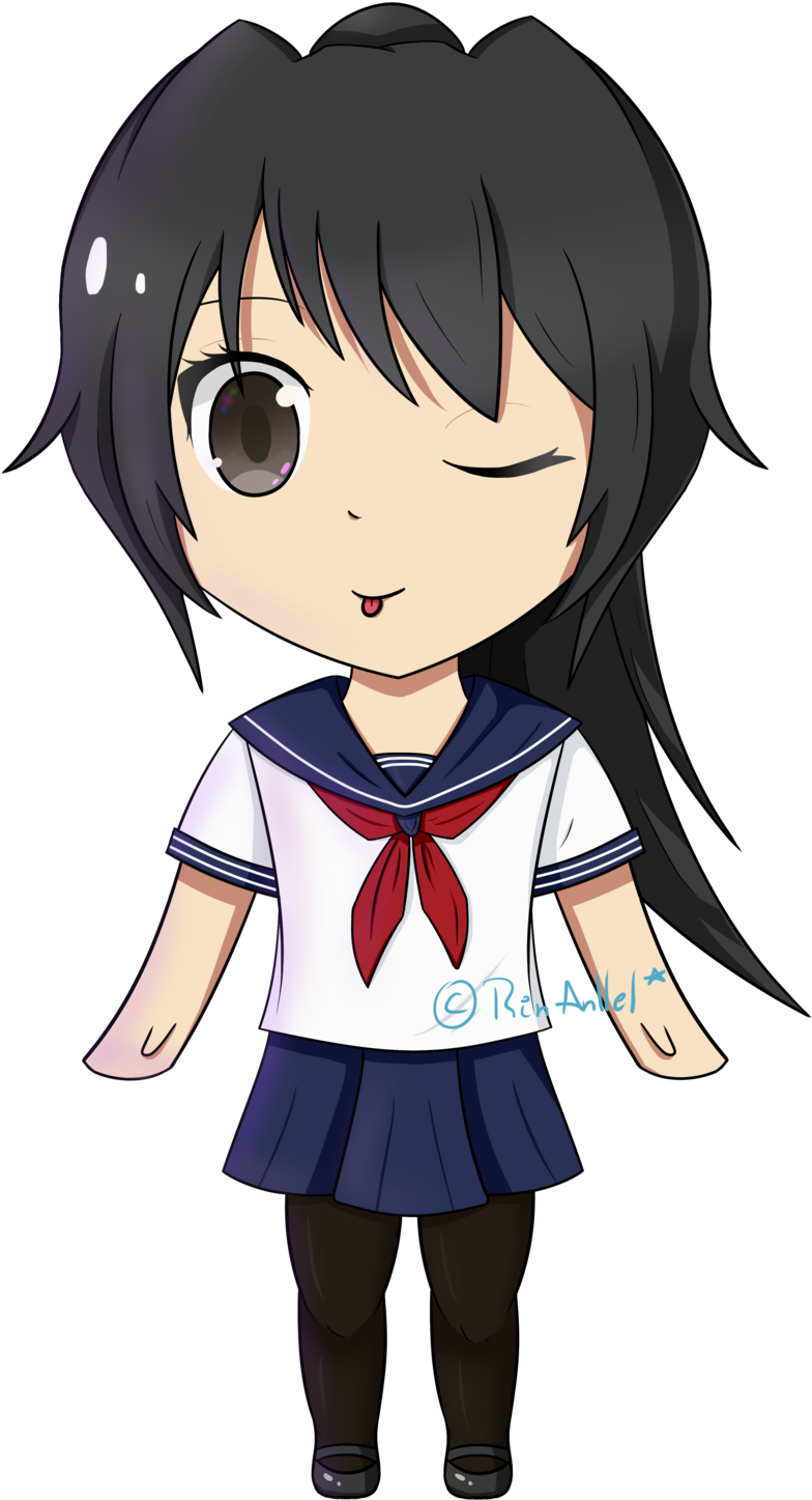 Yandere Chibi From Yandere Simulator By Rinanllel Yandere - Yandere Chibi (1024x1448)