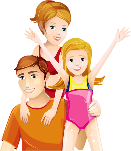 Família - Happy Family One Daughter Clipart (434x500)