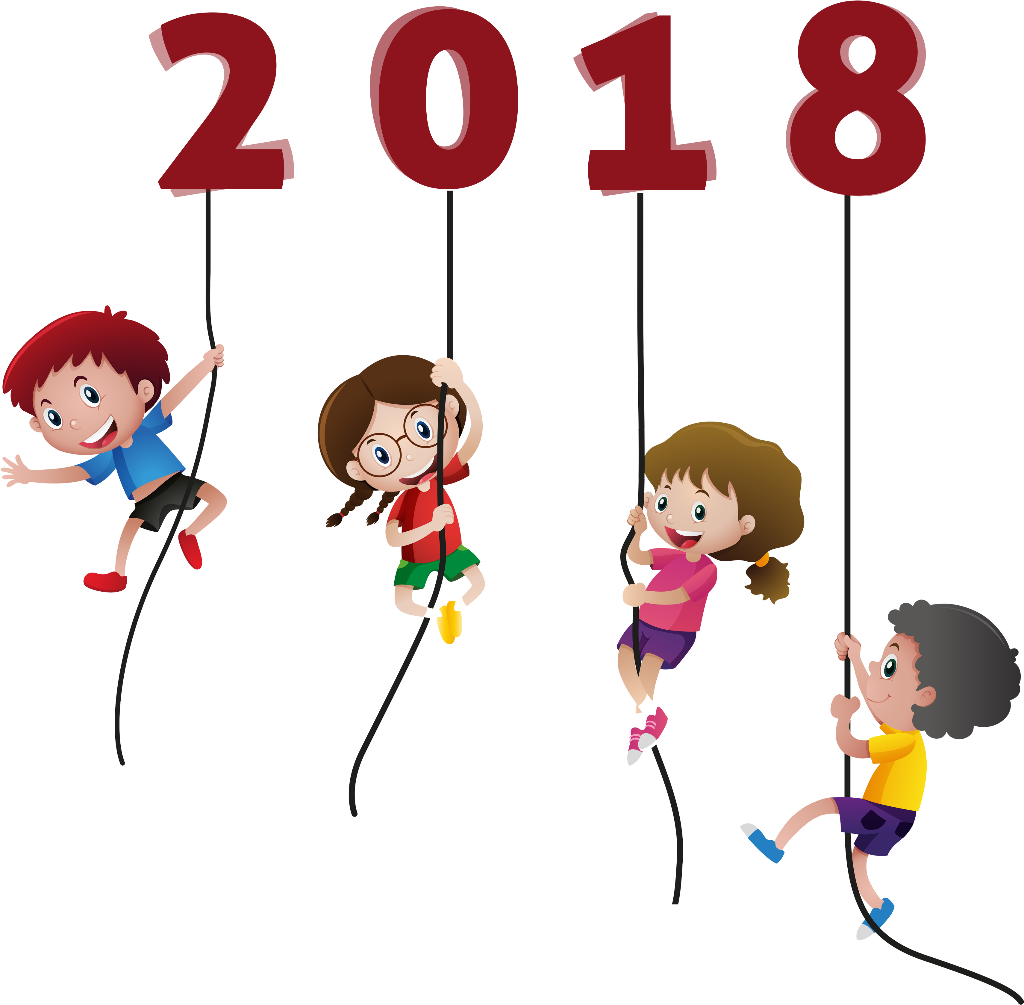 Happy New Year 2018 Kids Funny Without Background Happy - Letter Tracing For Kids: Tracing Letter Practice Workbook (3735x3491)