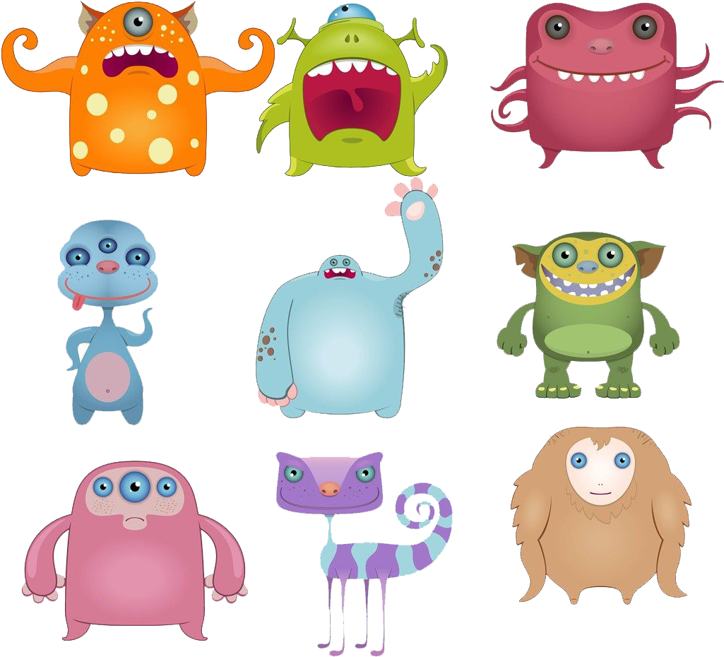 Monster Clip Art - Spanish Monsters: Learn Spanish Numbers And Colors (1024x1024)