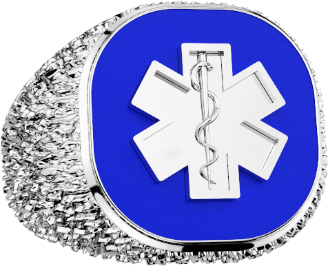 Gents Ems Ring Featuring A Polished, Bezel Set, Cushion - Emergency Medical Technician (512x512)