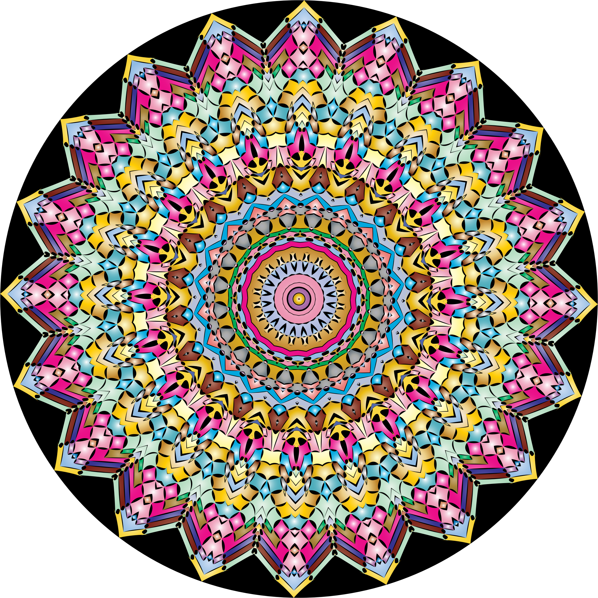 This Free Icons Png Design Of Kaleidoscopic Mandala - Full Color Mandala, Mandala Sticker, Mandala Decal, (2342x2342)