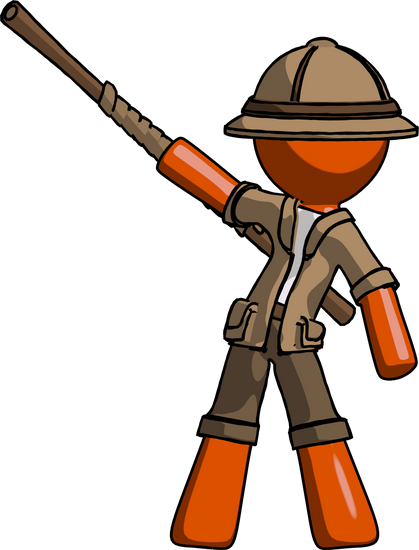 Explorer Ranger Man Bo Staff Pointing - Cartoon (419x550)