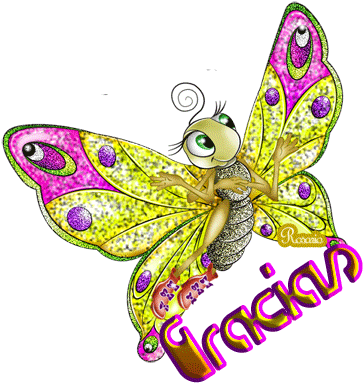 Gifs De Gracias, Gracias Por Compartir - Beautiful Butterfly In Cartoon (386x450)