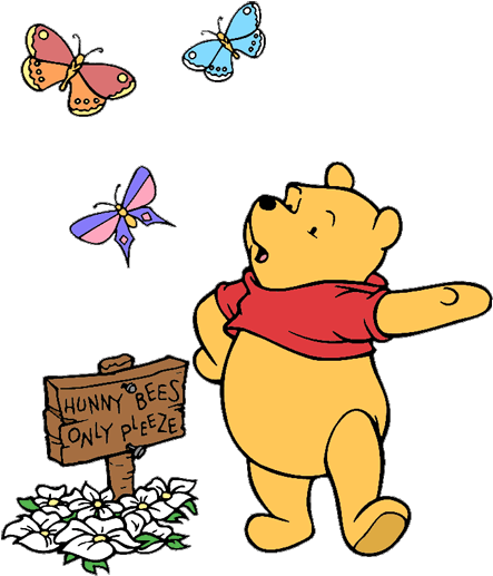 Winnie The Pooh Clipart Butterfly - Winnie The Pooh With Butterfly (450x521)
