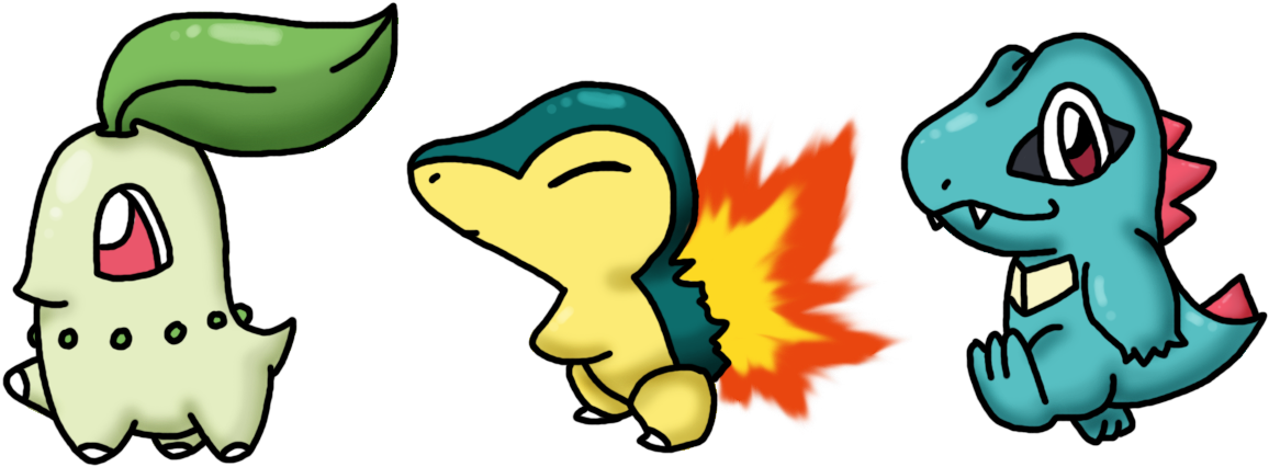 Pokémon Heartgold And Soulsilver Drawing Johto Kanto - Johto And Kanto Starters (1191x469)