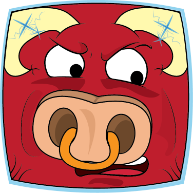 The Red Ox Is Our Angry Ox - Cartoon (376x376)