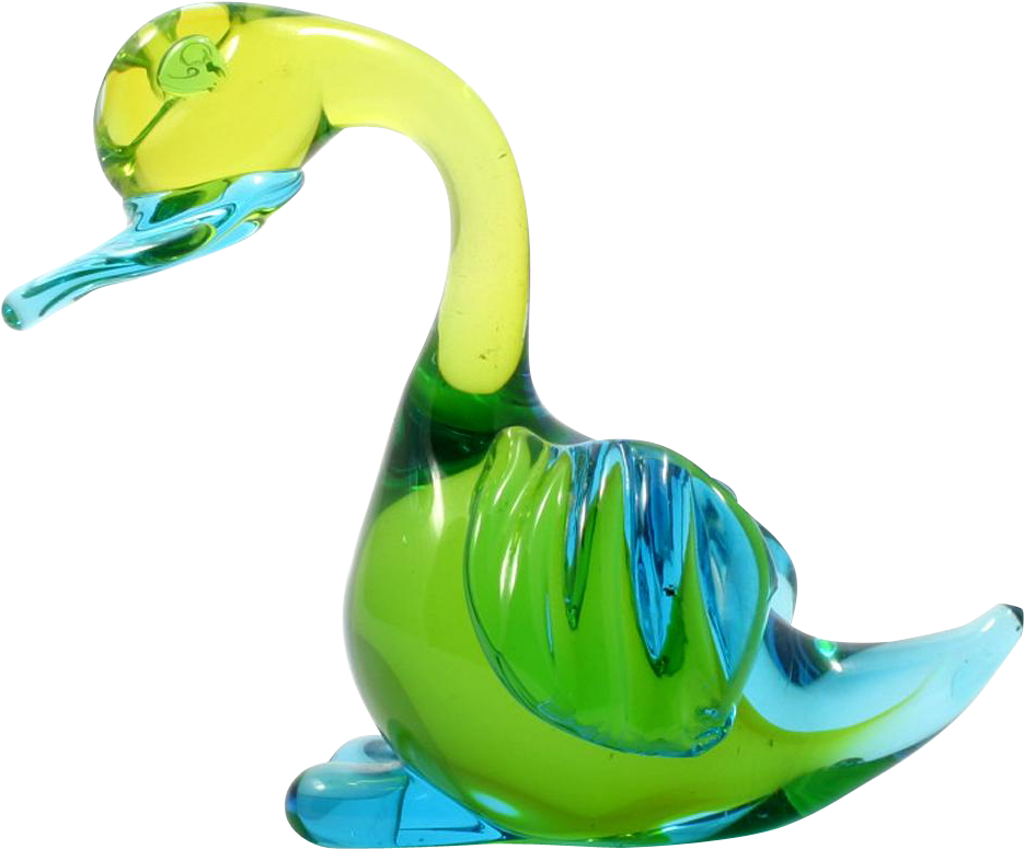 Murano Glass Duck Figurine Paperweight Blue Green Art - Murano Glass (934x934)