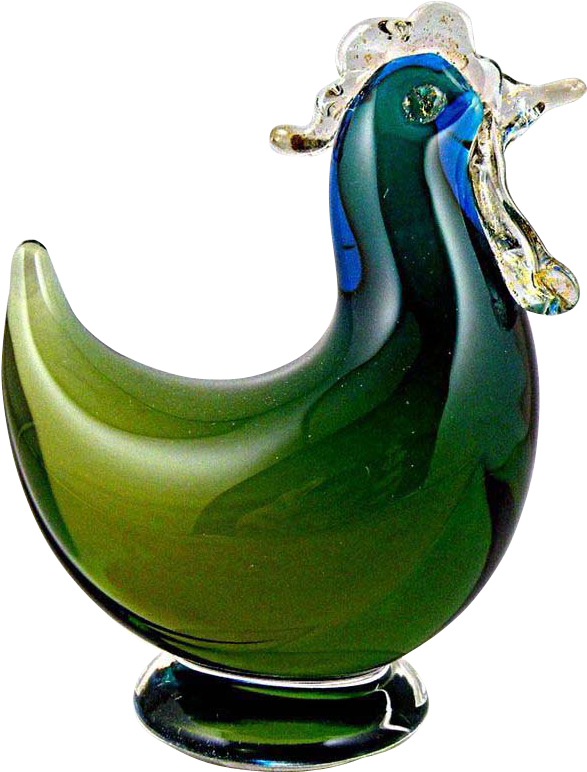 Barbini Blue And Yellow Chicken Murano Glass Bird 1960s - Peafowl (771x771)