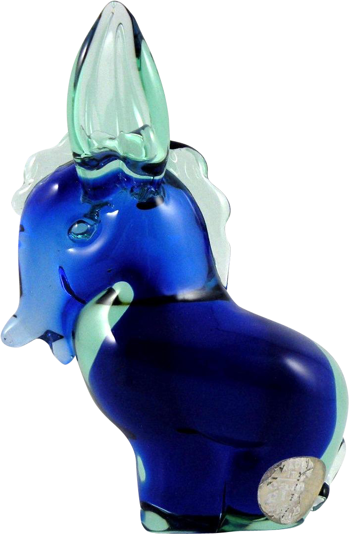 Murano Blue Donkey Horse Made For Camer Glass 1960s - Horse (1076x1076)