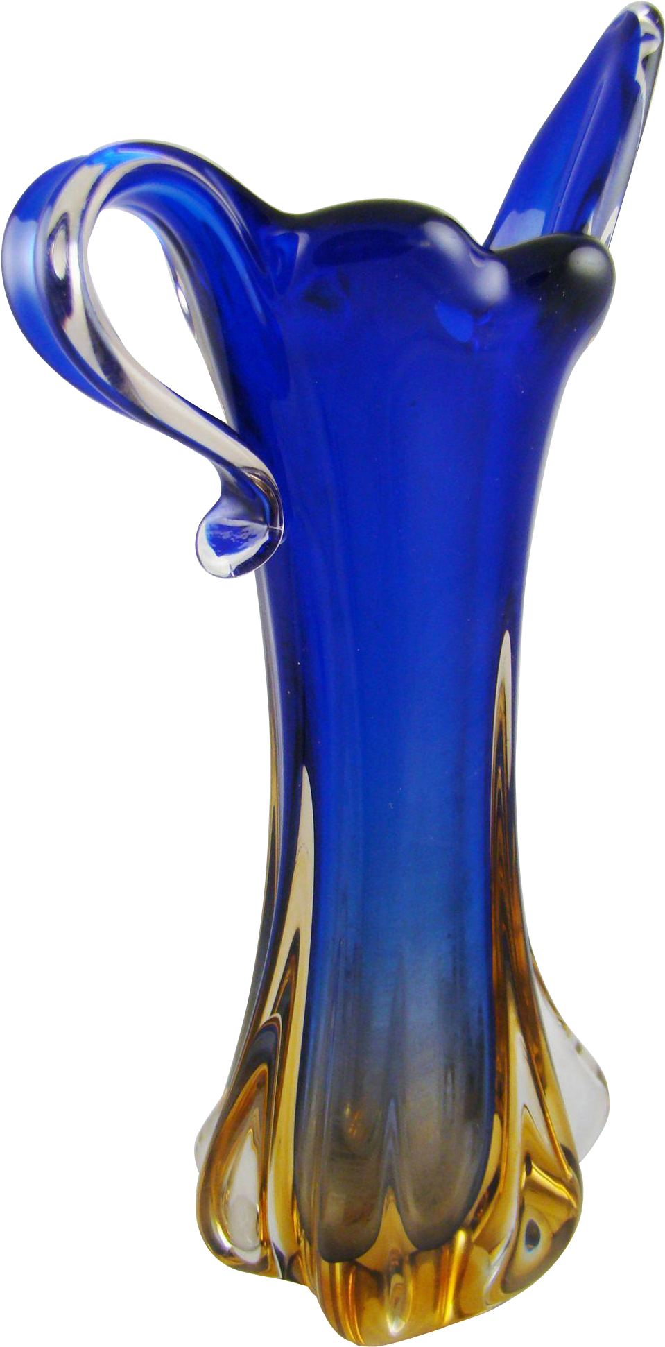 Large Italian Cobalt And Amber Murano Glass Ewer/vase - Vase (1941x1941)