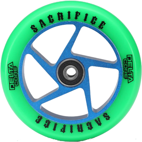 Sacrifice Delta Core Scooter Wheel Set 110mm Green/blue - Sacrifice Delta Core 110mm Scooter Wheel - Green / (500x840)