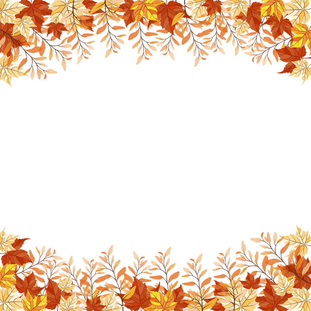 أوراق الخريف و فروع إطار شفاف حر Png و سهم التوجيه - Moldura Outono Fundo Transparente (640x640)