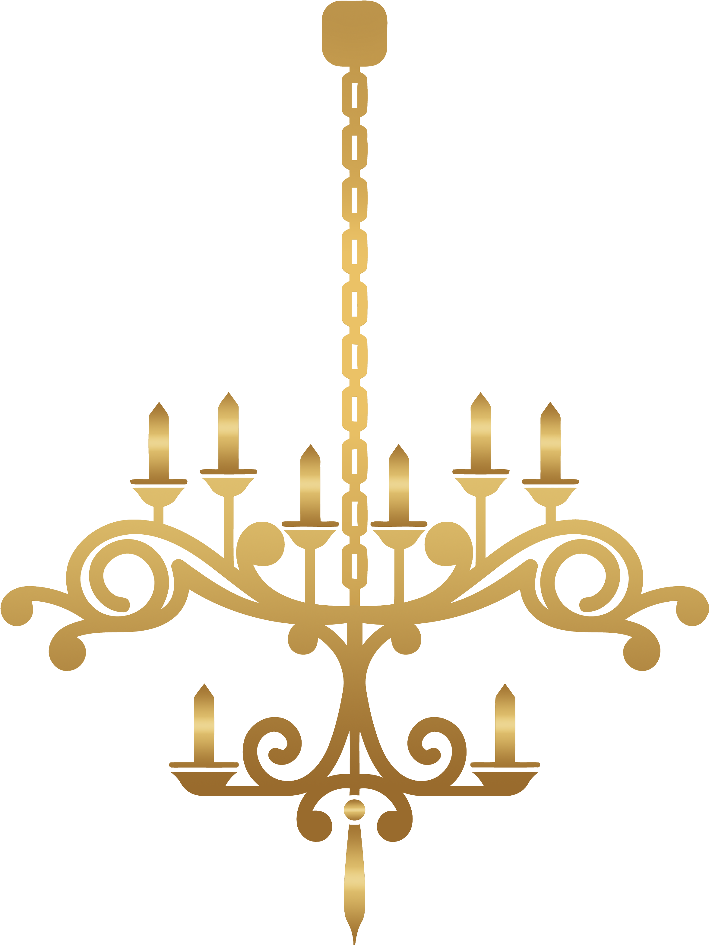 برواز ذهبي - Gold Chandelier Clipart Png (2350x3732)