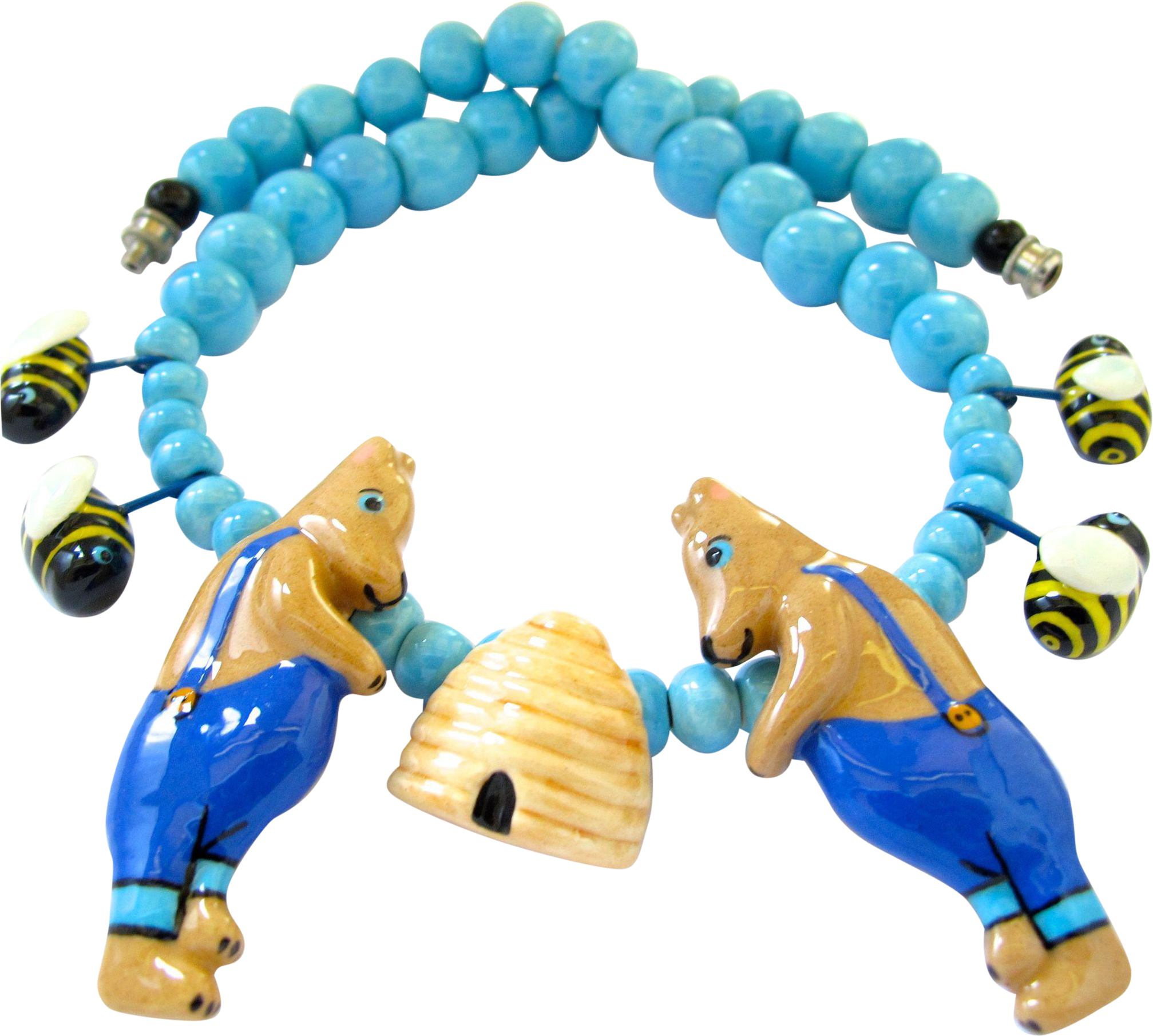 Flying Colors Ceramic Bears In The Beehive Necklace - Baby Mobile (2014x2014)