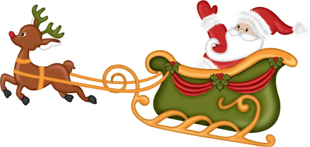 Reindeer Santa Claus Sled Clip Art - Text (1055x500)