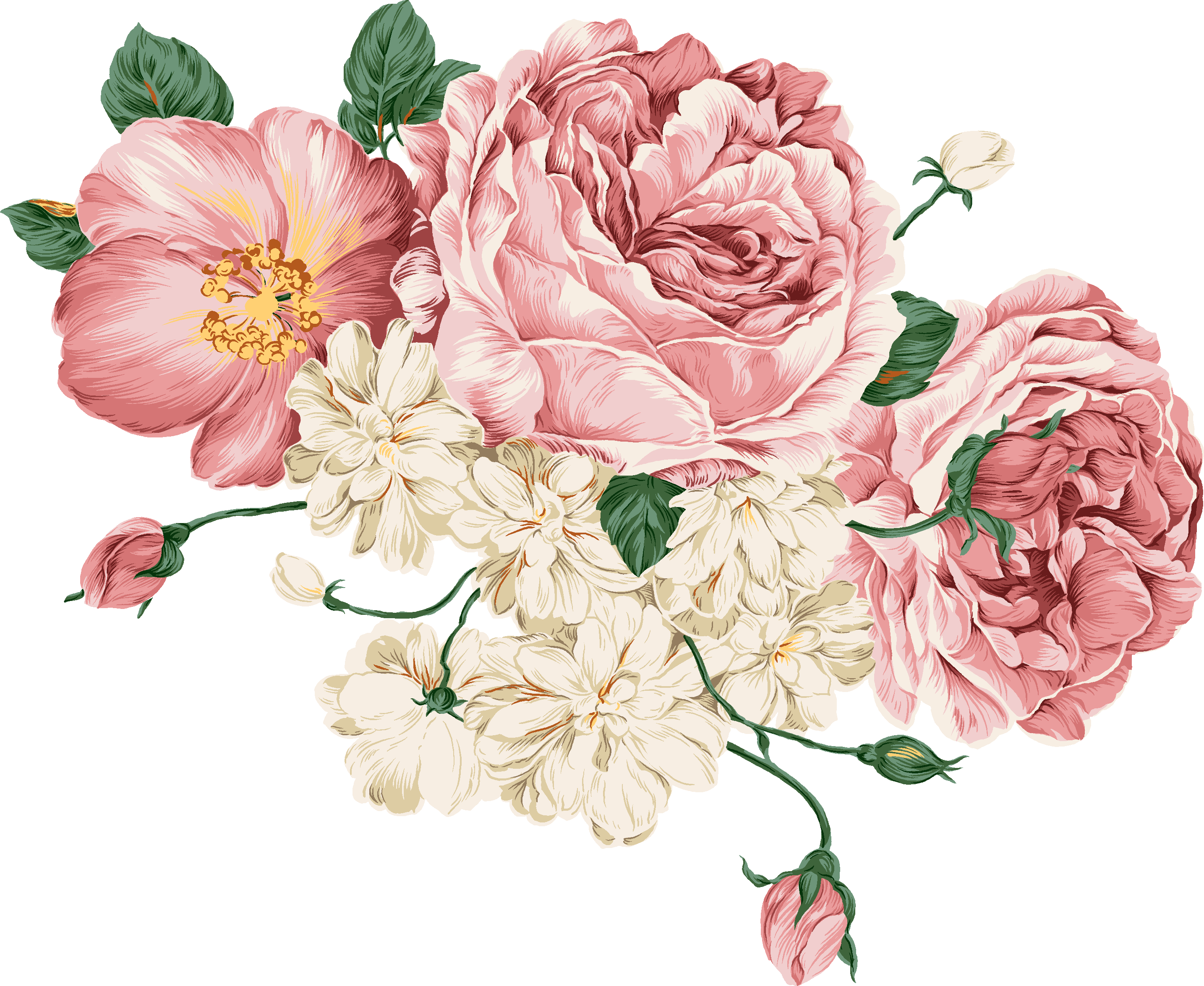 موضوع تفاعلي - Flowers Vintage Vector (2869x2351)