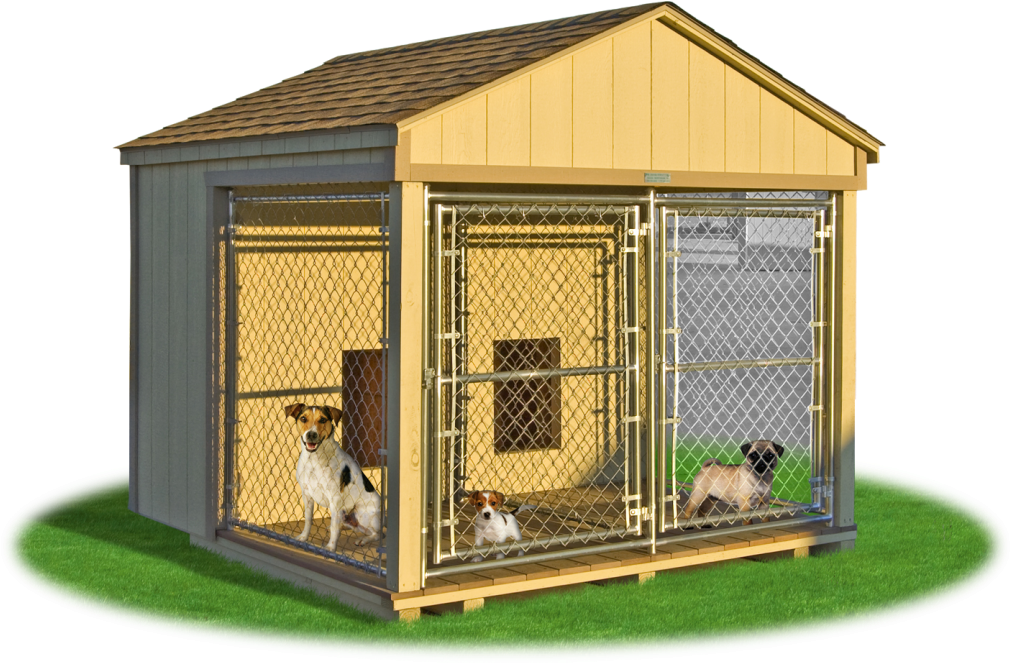 Medium Double Animal Kennel Outside - Dog Kennels For 2 Dogs (1032x704)