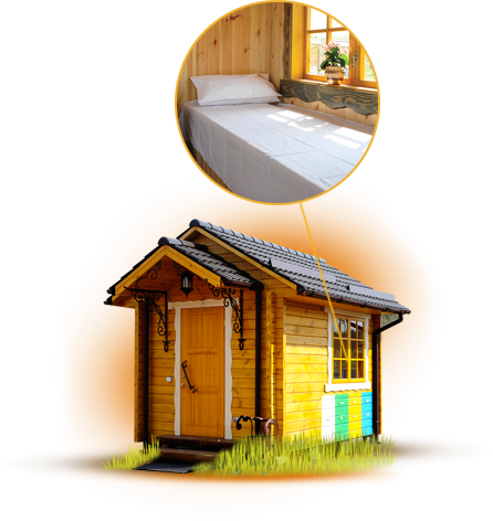Beehive Home With Beds Inside And Outside - Beekeeping (446x472)