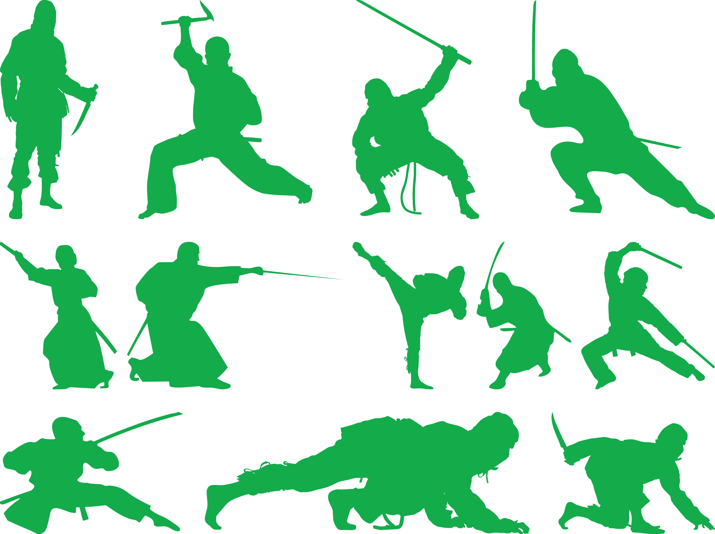 The Ninja Combat Shuriken - Ninja Fighters Silhouette (2434x1819)