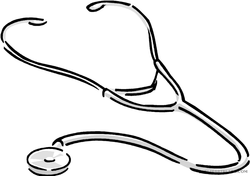 Cartoon Stethoscope Tools Free Black White Clipart - Clip Art Stethoscope Png (800x568)