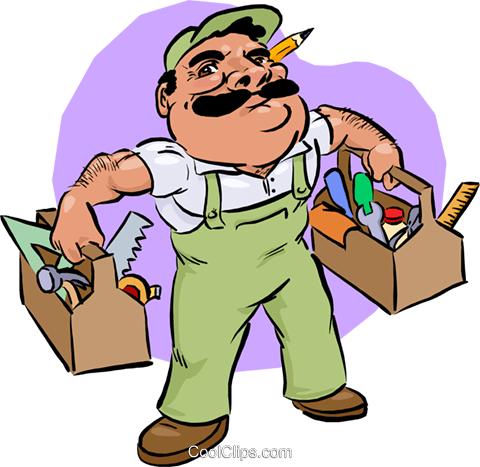 Carpenter Royalty Free Vector Clip Art Illustration - Maintenance Man Clipart (480x467)