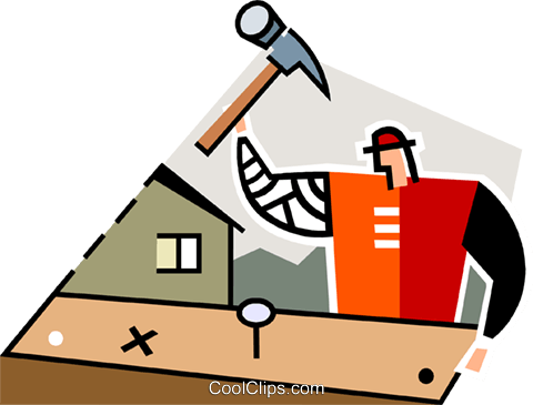 Carpenter Hammering Nails Royalty Free Vector Clip - Carpenter Hammering Nails Royalty Free Vector Clip (480x365)
