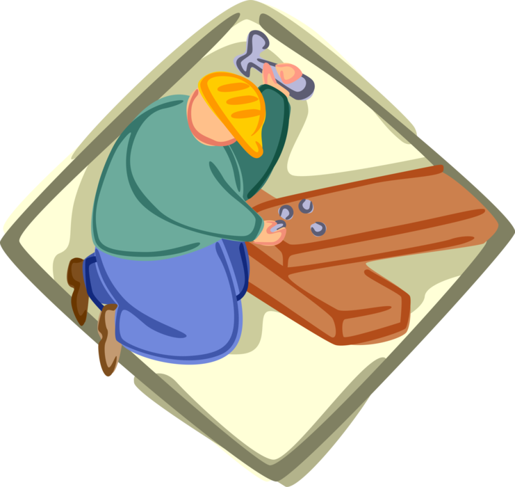 Vector Illustration Of Do It Yourself Home Improvement - Roofer (741x700)