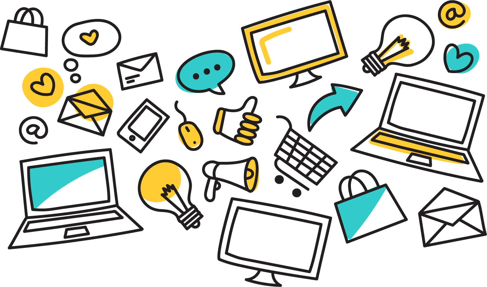 Email Marketing Doodle Euclidean Vector Search Engine - Online Shop Cover (1646x970)