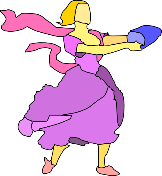 Princess Running Clip Art - Purple (552x599)