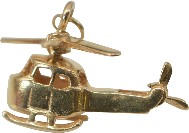 3d Helicopter Chopper 14k Yellow Gold Charm Pendant - Helicopter Rotor (615x615)