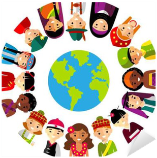 Vector Illustration Of Multicultural National Children, - Cultures Around The World Clipart (400x400)