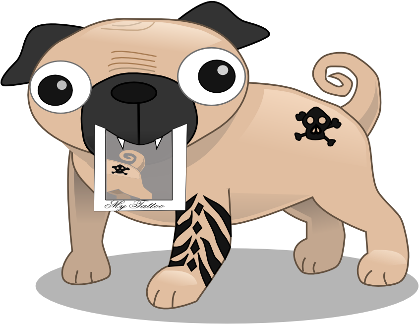 Recent Tattoo Galleries - Cartoon Pug Png (971x670)