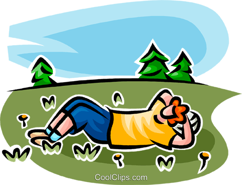 Person Relaxing In A Field Royalty Free Vector Clip - Clipart Relax Transparemy (480x367)
