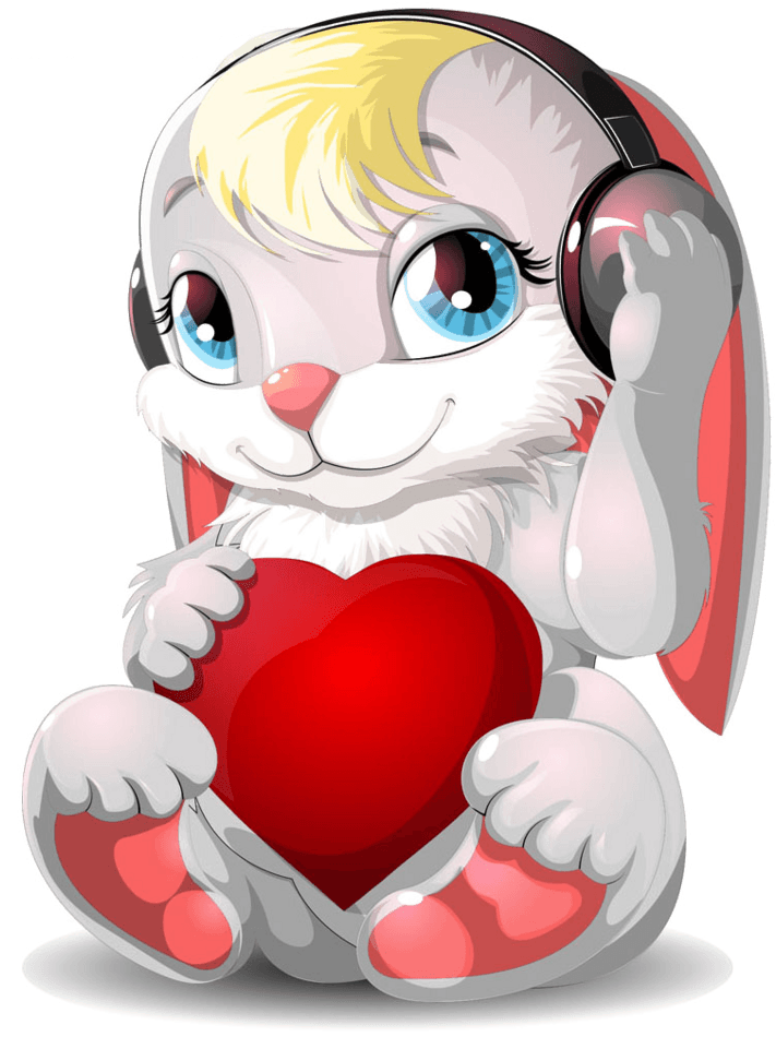 戴耳机的卡通小兔 - Fröhliche Wecker Schönen Nachmittag (804x1043)