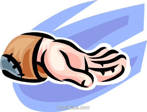 Hand Looking For Donations Royalty Free Vector Clip - Cartoon Hand (480x366)