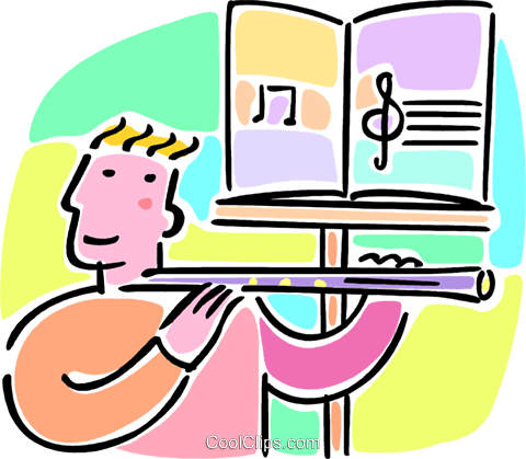 Flute Lessons Royalty Free Vector Clip Art Illustration - Flute Lessons Royalty Free Vector Clip Art Illustration (480x419)