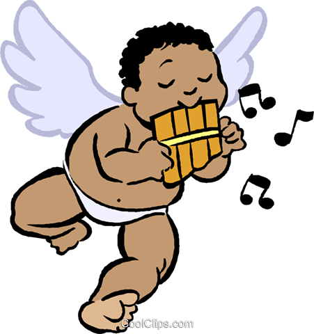 Cupid Playing A Flute Royalty Free Vector Clip Art - Cherub Cartoon (451x480)