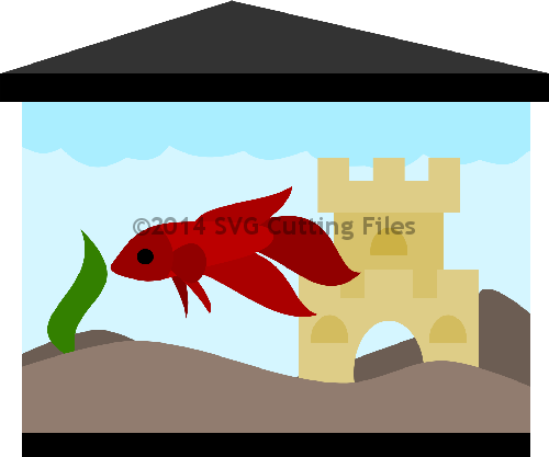 Beta Fish Tank $2 - Cartoon (500x417)