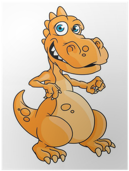 Cute Orange Cartoon Dragon Or Dinosaur Poster • Pixers® - Dinosauirios Dibujo (400x400)