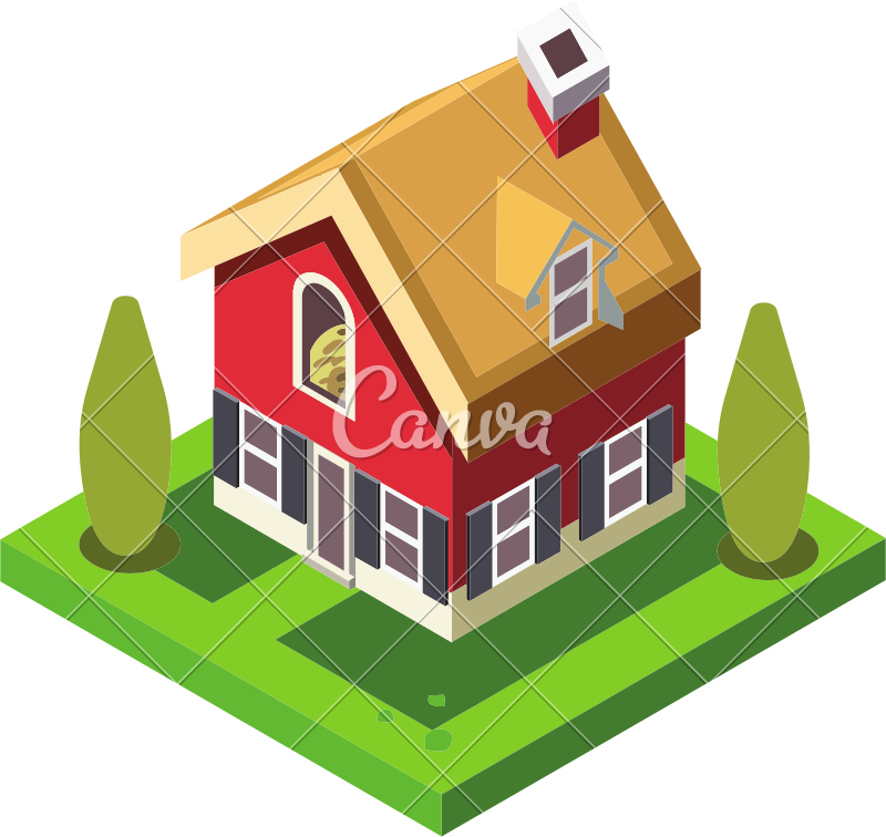 Isometric Farm House - Canva (800x756)