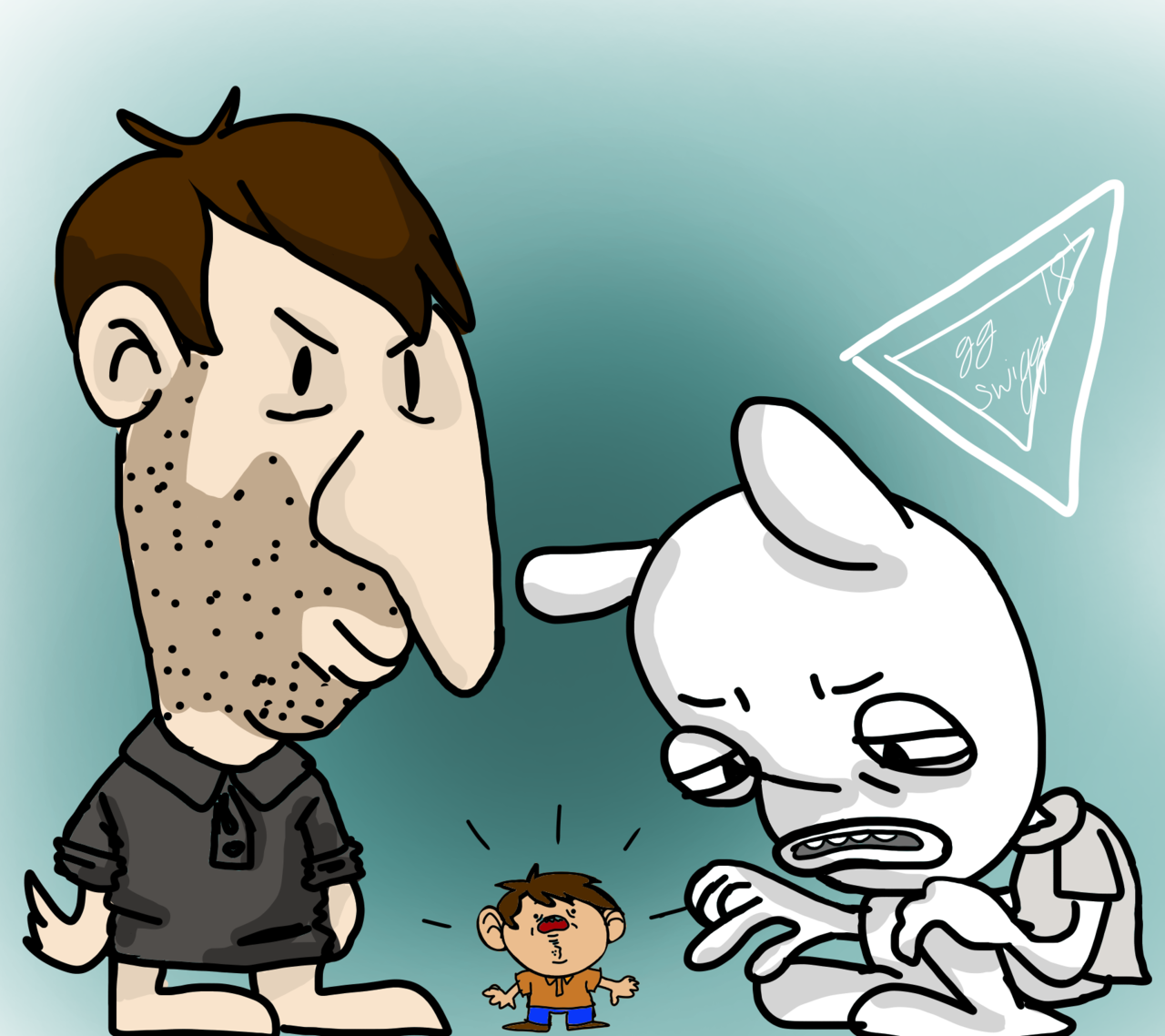 Zach And Ding Dong Looking At Lil'zach Request By @gordonfreeman234 - Hellbender (1280x1138)