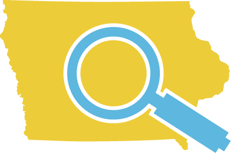 Iowa With A Magnifying Glass - Circle (462x310)